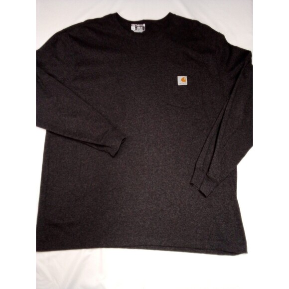 Men's Gray Carhartt Long Sleeve Pocket T-shirt Size Loose Extra  Large XL - Picture 2 of 16